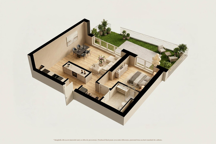 Apartamente cu grădină 2I1P
